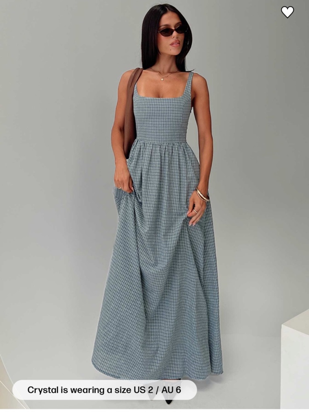 Princess Polly Blue Gingham Square-Neck Maxi Dress